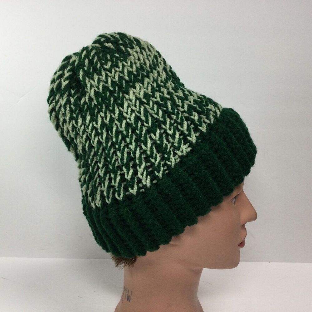Handmade Crochet Toboggan Knit Beanie Winter cap hat Green Size‎ Adult